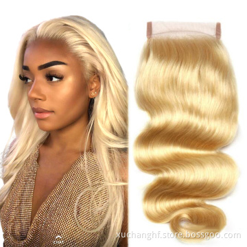 Hanfan Wholesale 613 Blonde 4*4 5*5 Lace Closure, Brazilian Straight Virgin Remy Human Hair HD Lace Closure Straight Body wave